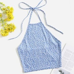 Blue floral halter top